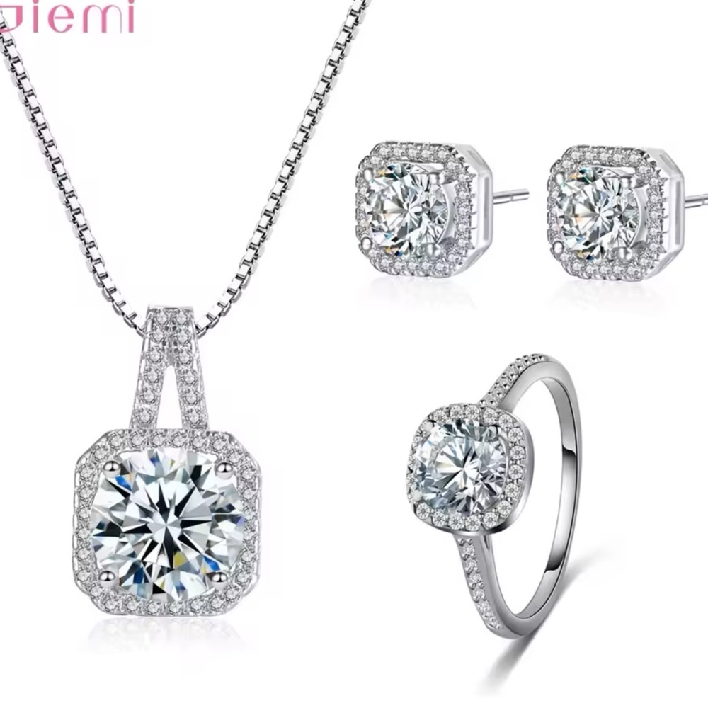 Luxury Wedding Bridal Jewelry Sets 925 Sterling Silver with AAA Cubic Zircon